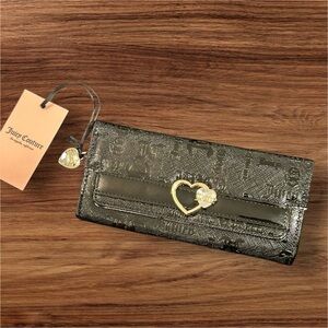 Juicy Couture Liquorice Open Heart Single Gusset Faux Patent Leather Wallet
